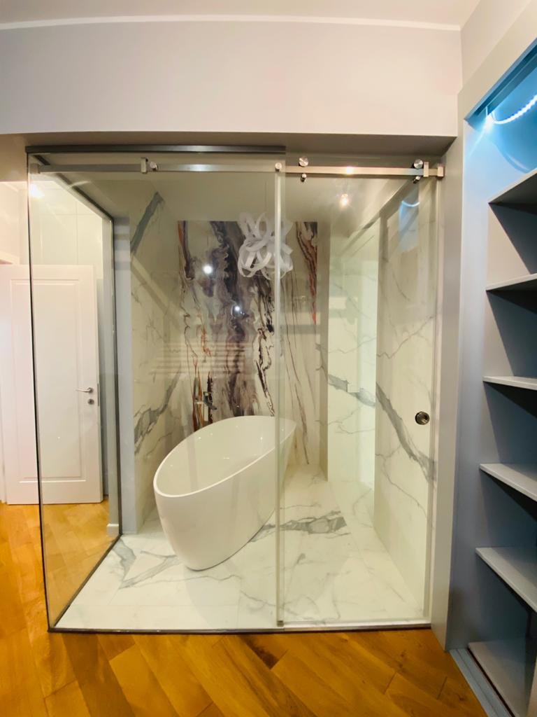 Paravan walk-in din sticlă Ultra-Clear fără cadru