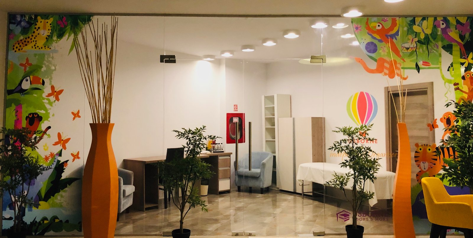 Pereți despărțitori din sticlă cu profile minimale pentru showroom