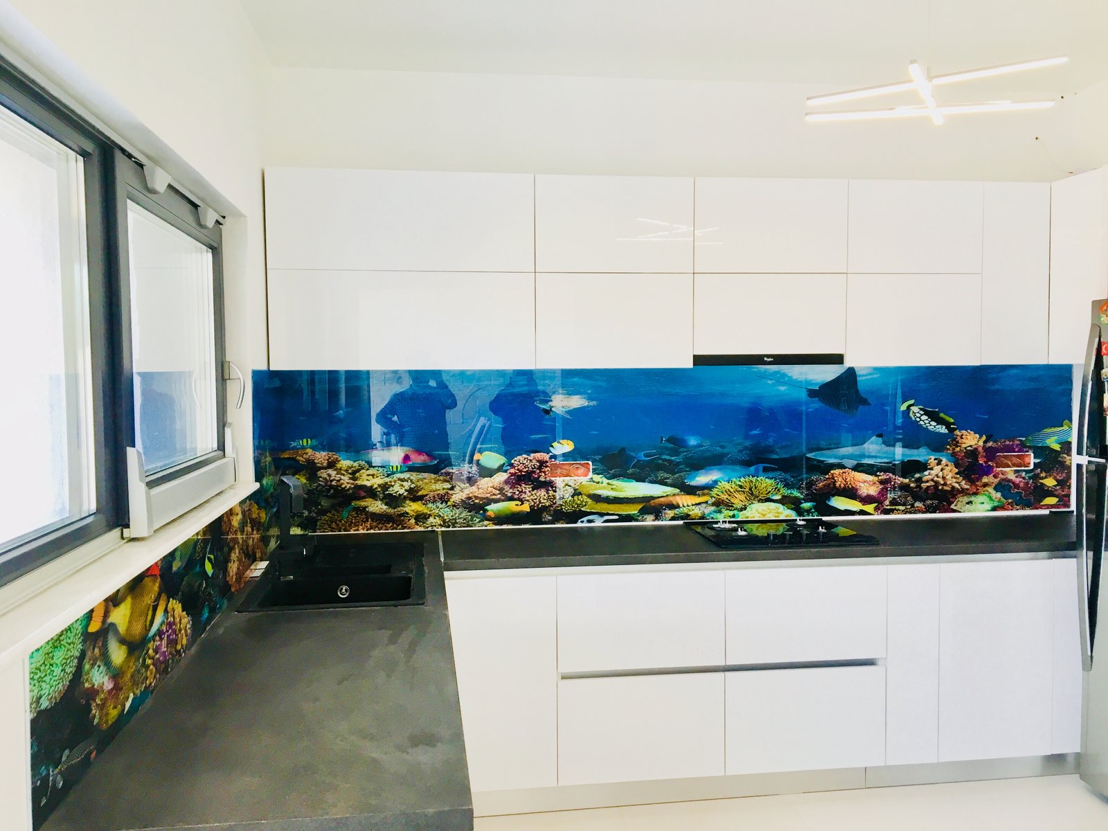 Backsplash de bucătărie din sticlă printată model marmură